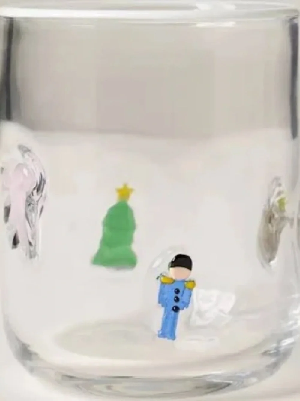 Festive nutcracker icon Holiday Glass Tumbler with Tiny Hand-Painted Characters